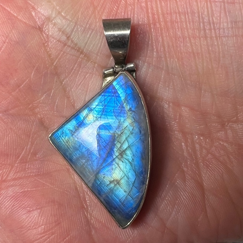 Labradorite Solid Sterling Silver 925 Necklace Pe… - image 1